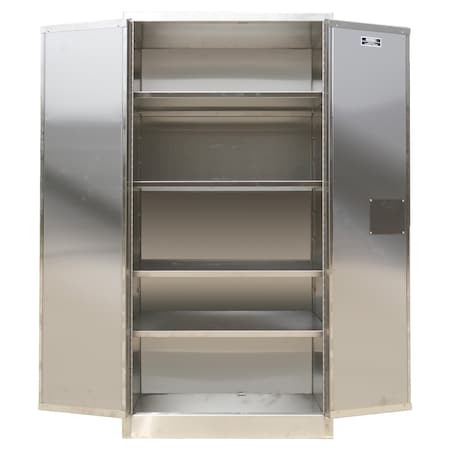 Securall Storage Cabinet, 232 gal, 4 Shelves, Stainless Steel, 24 in W x 35 in H x 18 in D 100-sw-ss