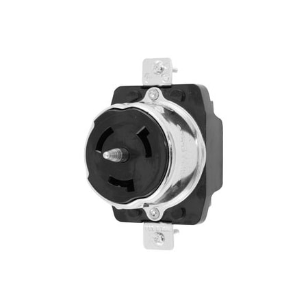 Hubbell Wiring Twist-Lock 50A 125/250V 3-Pole 4-Wire Grounding Receptacle, Black CS6369