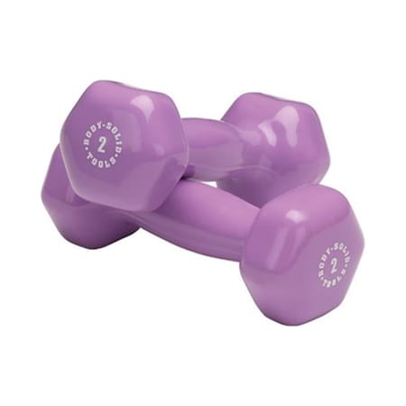 Body-Solid 2 lbs Vinyl Dumbell, Light Purple - Pair BSTVD2PR