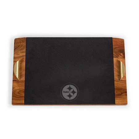 Picnic Time Family Of Brands NFL Pittsburgh Steelers - Covina Acacia and Slate Serving Tray 957-07-512-253-2