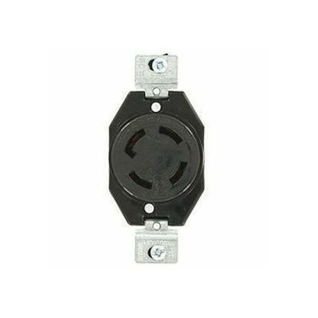 Leviton Flanged Locking Receptacle, Non-NEMA, 30 A, 250V AC, Single Phase, 3 Pole, Flush Mount, Black 3430-G
