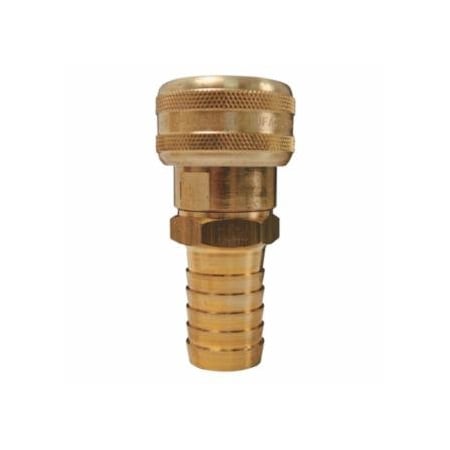 Dixon Valve Air Chief Industrial Semi-Auto Coupler Standard Hose Barb, 3/8 in ID, 1/4 in Body Size, Brass 238-DC2044