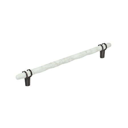 Amerock Carrione 10-1/16 inch 256mm Center-to-Center Marble White/Oil-Rubbed Bronze Cabinet Pull BP36664MWORB