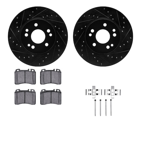 Dynamic Friction Co DFC Rotors-Drilled & Slotted-Black w/ EURO 5000 Ceramic Brake Pads Incl Hdw 8612-63039
