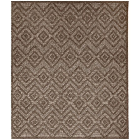 Homeroots 9' X 12' Dark Brown And Light Brown Geometric Indoor Outdoor Area Rug 551364