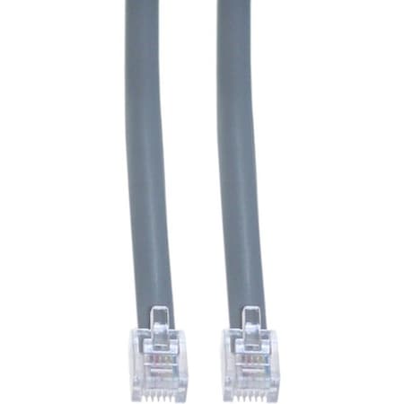 Cable Wholesale Telephone Cord (Data), RJ12, 6P / 6C, Silver Satin, Straight, 7 foot 8102-66107