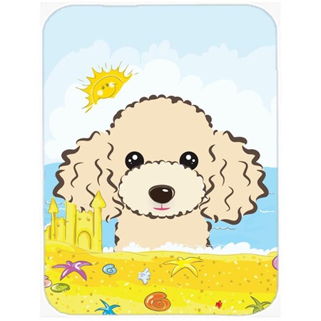 Carolines Treasures Buff Poodle Summer Beach Glass Cutting Board- Large BB2126LCB