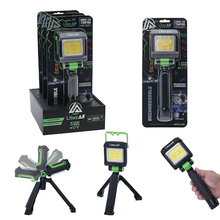 Litezall 2000 Lumen Rechargeable Tripod Work Light with UV Light LA-2KWRKUV-3/6