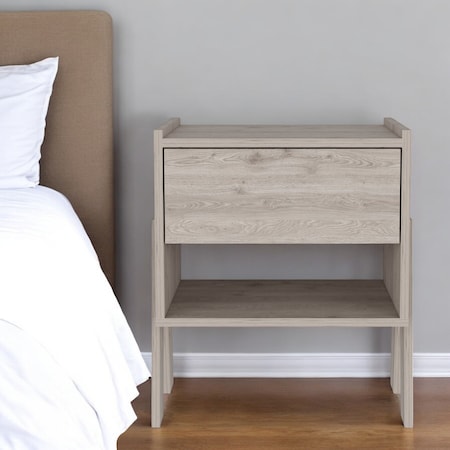 Homeroots 22" Light Gray Wood One Drawer Nightstand 534888