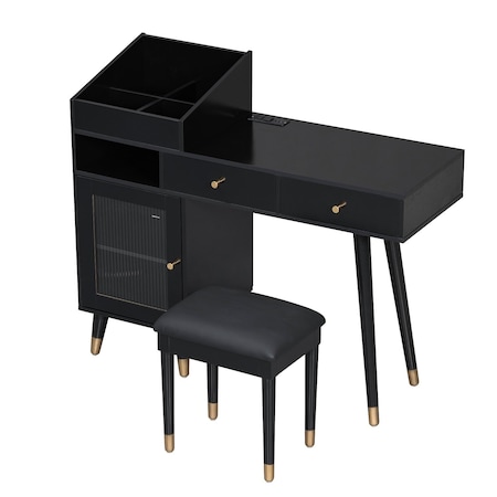 Homeroots 44" Black Wood Two Drawer Dresser 714278