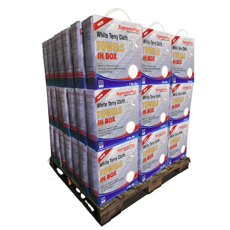 Supremeplus New White Terry Towel Cleaning Rags, 800 lbs. Pallet, 160 x 5 lbs. Compressed Box, 160PK SP-1612