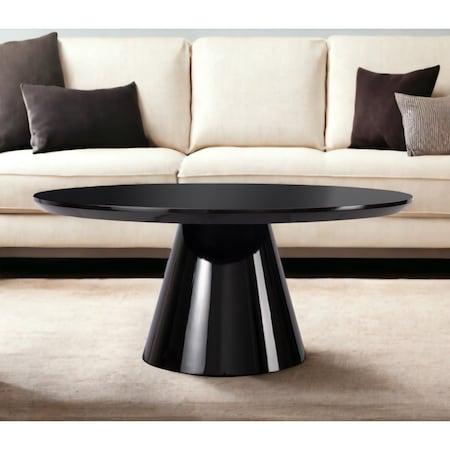 Homeroots 35" Black Wood Round Pedestal Coffee Table 568905