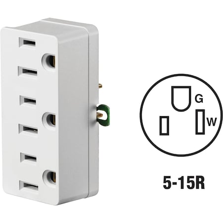 Leviton Wht 15A 3-Outlet Tap C26-00698-0WH