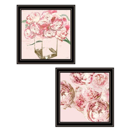 Set Of Two The Peonies 1 Black Framed Print Wall Art, 2PK