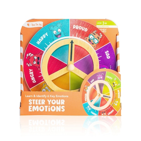 Open The Joy Steer Your Emotions Wheel, Wooden Emotional Regulation Steering Toy for Kids EMOSTEER