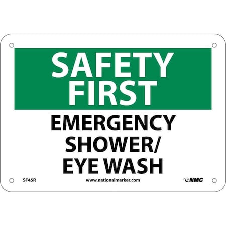 Nmc Safety First Emergency Shower/Eye Wash Sign, SF45R SF45R