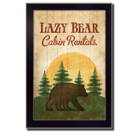Homeroots Lazy Bear 1 Black Framed Print Wall Art 405449