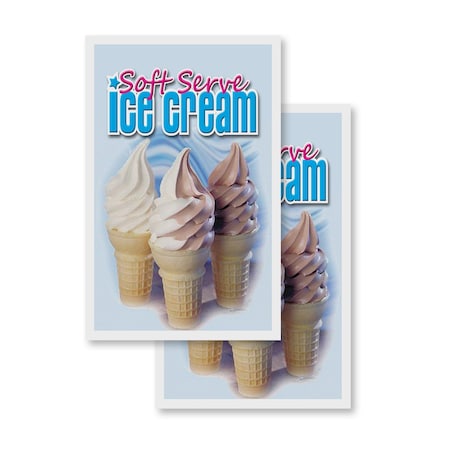 Signmission Soft Serve Ice Cream, Vinyl Decals Only 24 Inch x 36 Inch, Vinyl Decal, 2PK DSB-2436-2PACK-Soft Serve Ice Cream