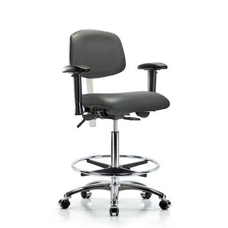 Blue Ridge Ergonomics Vinyl Clean Room Chair, Adjustable Arms BR-NCR-VHBCH-CR-T0-A1-CF-CC-8823