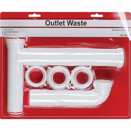 Westlake Pipe & Fittings 1-1/2'' ODx16'' Wht Plastic End Outlet Waste 3/1/4215