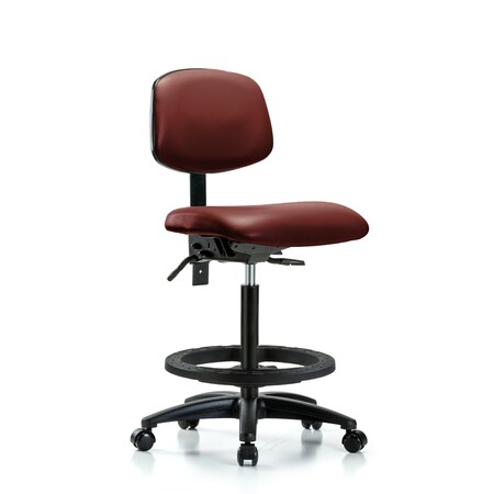 Blue Ridge Ergonomics Vinyl Chair, High Bench, Tilt, Foot Ring, Casters, Borscht BR-VHBCH-RG-T1-A0-BF-RC-8815