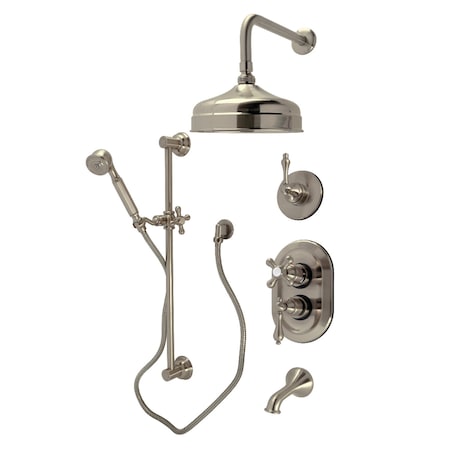 Kingston Brass Thermostatic Tub and Shower System, Brushed Nickel KSK36380AL