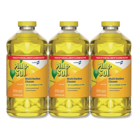 Pine-Sol Multi-Surface Cleaner, Bottle, 80 oz, Lemon Fresh, 3 PK 60607CT
