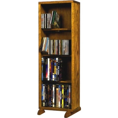 Wood Shed Cdracks Solid Oak 4 Row Dowel DVD Cabinet Tower Capacity 80 DVD s Honey Oak Finish 415-12