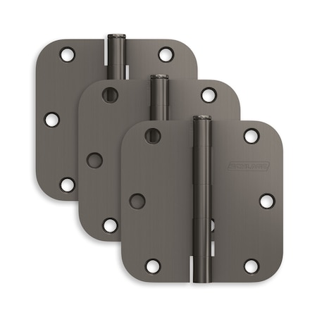 Schlage Residential Pack of 3 3-1/2in x 3-1/2in 5/8in Radius Corner Hinges Black Stainless Finish, 3PK S3P1011FRP530