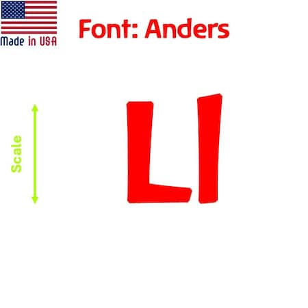 Aacc Self-Adhesive Vinyl Letter: l, Scale: 18 cm. Color: Red Font: Anders by, 4PK AACC-Anders-ll-Red-M18x4