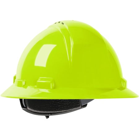 Dynamic Vented, Full Brim Hard Hat w/HDPE Shell, 4-Point Textile Suspension and Wheel Ratchet Adj. 280-HP641RV-44