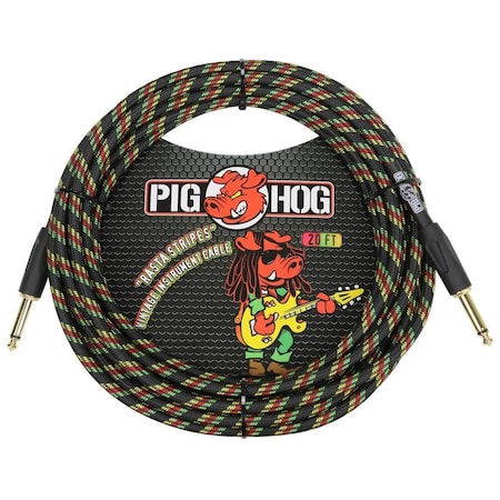 Pig Hog ''Rasta Stripes'' Instrument Cable, 20-Feet PCH20RA