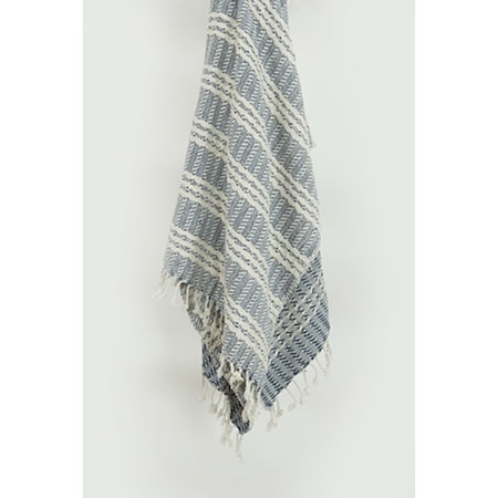 Homeroots Blue Woven 100% Cotton Throw Blanket 518790