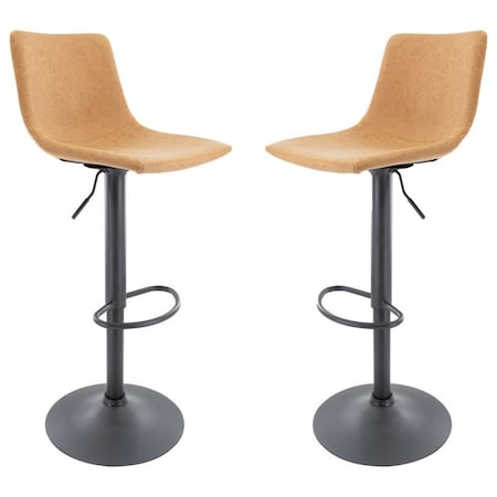 Leisuremod Tilbury Modern Adjustable Bar Stool with Footrest and 360-Degree Swivel, Light Brown, 2PK TS29BR2