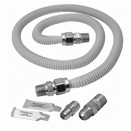 Dormont 5/8'' ODx48'' Coated SS Gas Connector Range Kit 1/2'' MIP, Tapped 3/8'' FIPx1/2'' MIP SmartSense XL30C-313MV6-KIT-TS-48B