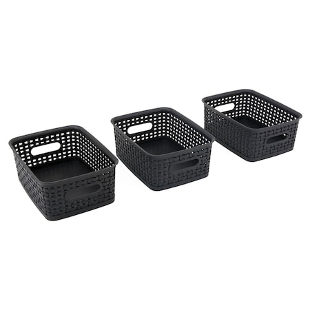 Advantus Black Plastic Weave Bins, Small, 3PK 40326