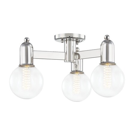 Mitzi Bryce 3 Light Semi Flush 18 In. Polished Nickel H419603-PN