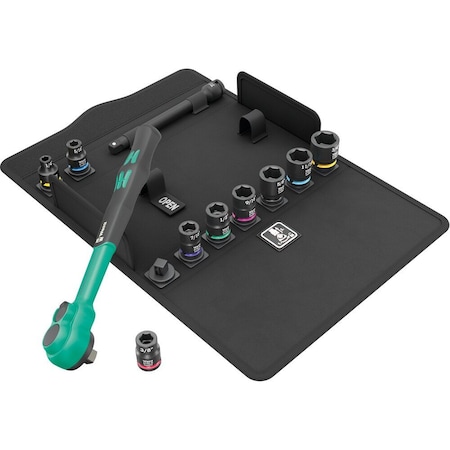 Wera 8100 SB 13 Zyklop Comfort Ratchet set, reversing lever, 3/8 in drive, imperial, 11 pieces 5005531001