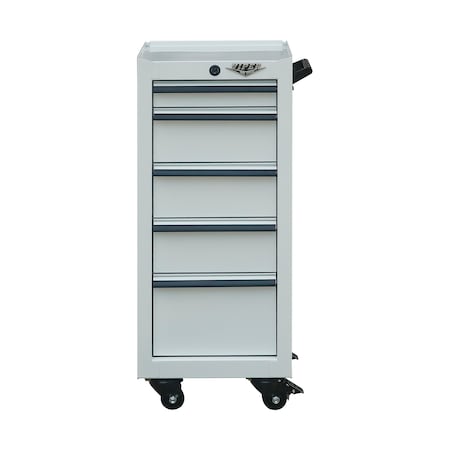 Viper Tool Storage 16-Inch 5-Drawer 18G Steel Rolling Tool/Salon Cart, White V1605WHR
