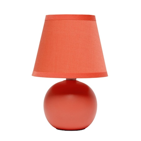 Homeroots 9" Orange Ceramic Round Table Lamp With Orange Drum Shade 642881