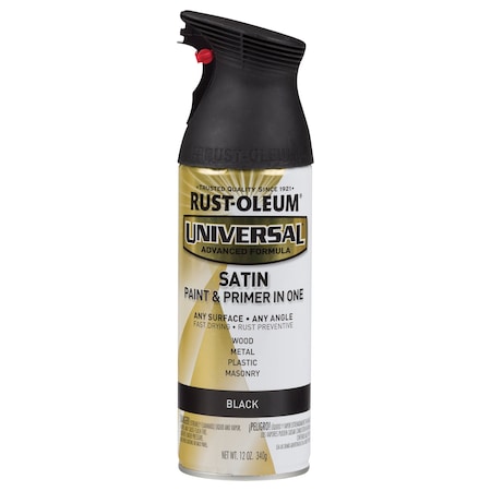 Rust-Oleum Spray Paint, Black, Satin, Solvent, 12 oz 245197