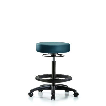 Blue Ridge Ergonomics Vinyl Stool, High Bench, Foot Ring, Casters, Royal BR-VHBSO-RG-BF-RC-8801