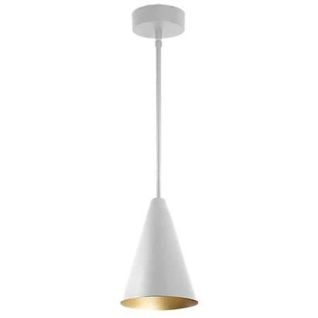 Westgate CONE PENDANT 7in DIA. 5FT ADJ. DOWNROD 120-277V 6/9/12W 30/40/50K WHT WITH GOLD, 6W/9W/12W, White LCFS-MCT-WH