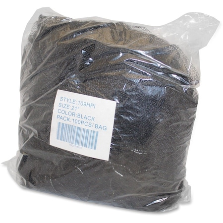 Genuine Joe Black Nylon Hair Net - Large - 21 Stretched Diameter, 100PK GJO85135