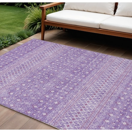 Homeroots 9' X 12' Lavender And Purple Tribal Washable Indoor Outdoor Area Rug 582630