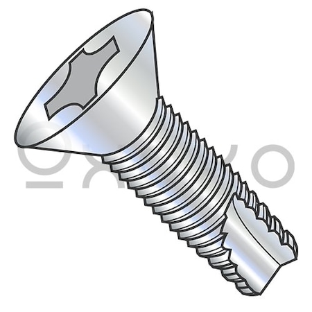 Oxoxo 6-32X1 Phillips Flat Thread Cutting Screw Type 23 Fully Threaded Zinc And Bake, 10000PK 348421