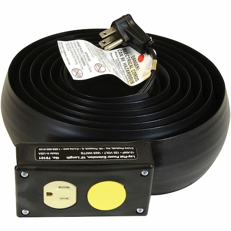 C-Line Products 10' Black Lay-Flat Power Extension and Cord Cover, 1/PK 79101