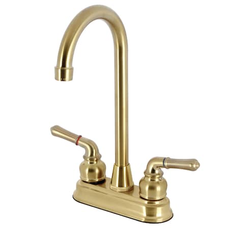 Kingston Brass Double-Handle 4" Centerset Bar Faucet, Brushed Brass KB497SB