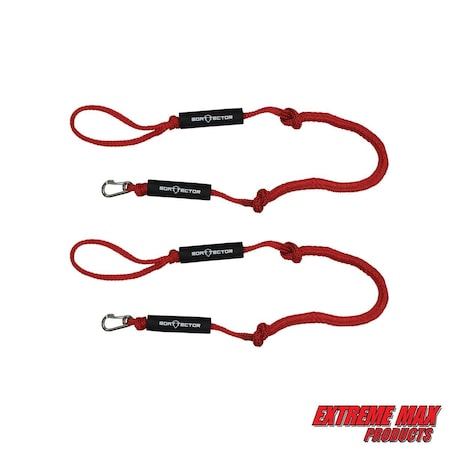 Extreme Max Extreme Max 3006.2975 BoatTector PWC Bungee Dock Line Value 2-Pack - 4', Red 3006.2975