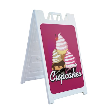 Signmission Cupcakes, A-Frame & 2 Sign Inserts, Heavy-Duty Plastic Frame SBHD-C-2436-30367